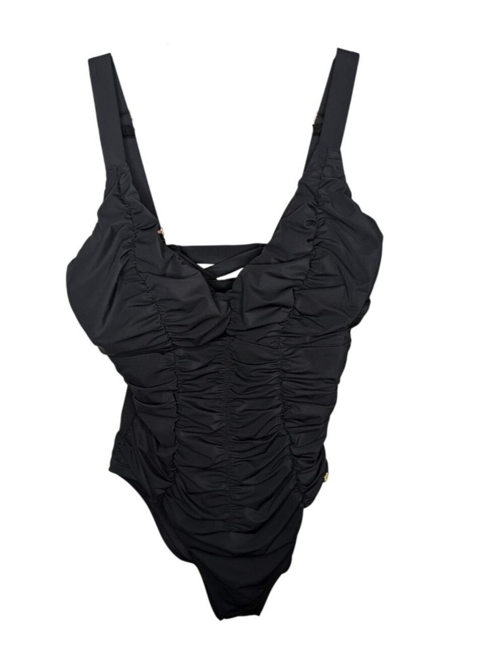 Shapellx Ruched Tummy Control Black One-Piece Swimsuit XXL